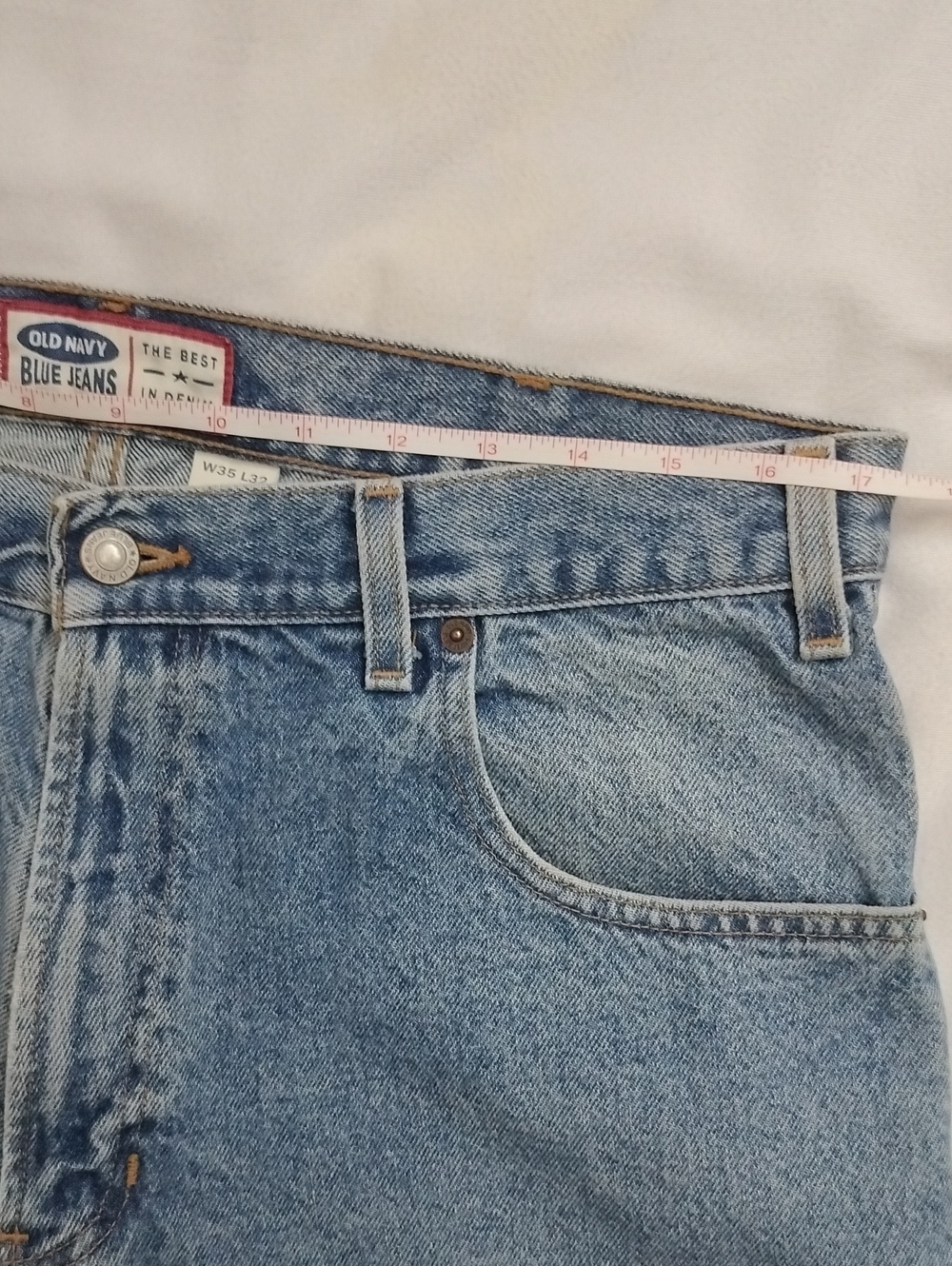 Men's VTG Old Navy Straight Leg Classic Denim Jeans 35x32, Light/Med Blue Wash - Picture 8 of 16